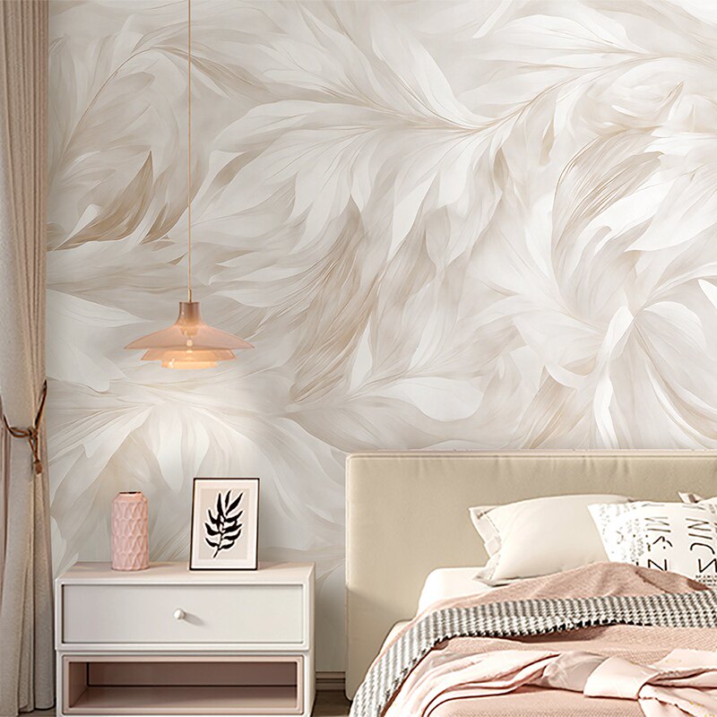 奶油风抽象艺术花纹墙纸电视背景墙壁布客厅卧室法式墙布高级感